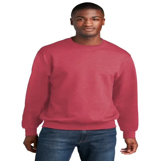 Port & Company&reg; Core Fleece Long Sleeve Crewneck Sweatshirts Heather red {1}