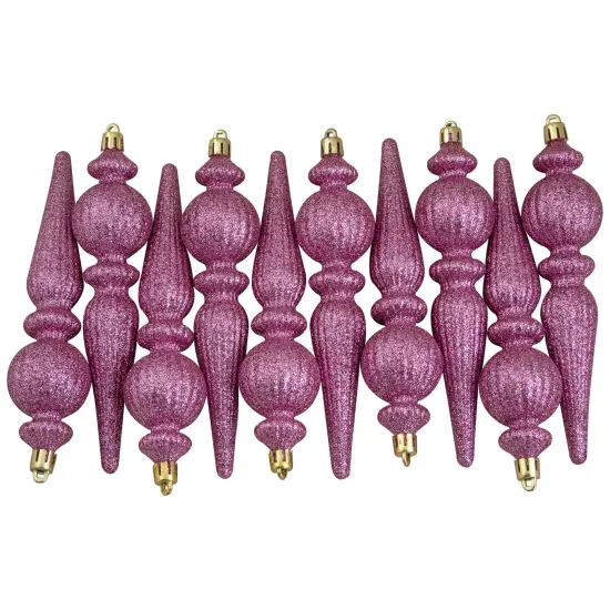 Northlight Shatterproof 3-Finish Christmas Ball and Finial Ornaments -Pink and Silver - 75ct {6}