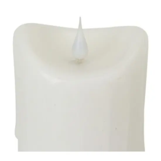 Melrose 5.25" Pre-Lit White Battery Operated Dripping Flameless LED Pillar Candle {4}