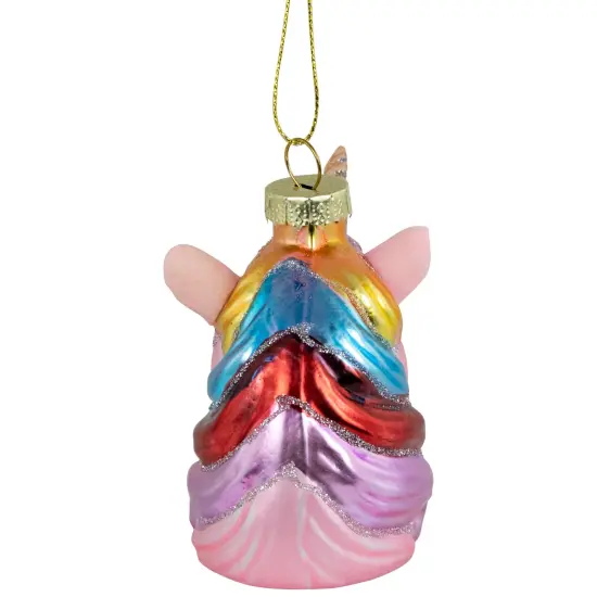 Northlight 3.5" Pink Unicorn Head with Rainbow Mane Glass Christmas Ornament {6}