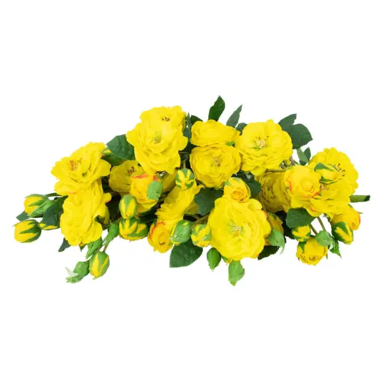 Northlight Real Touch&trade; Yellow Artificial Camellia Rose Floral Sprays, Set of 6 - 23" {7}
