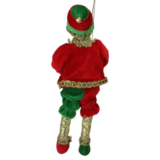 Northlight Bendable Elf in a Suit Hanging Christmas Ornament - 12" - Red and Green {5}