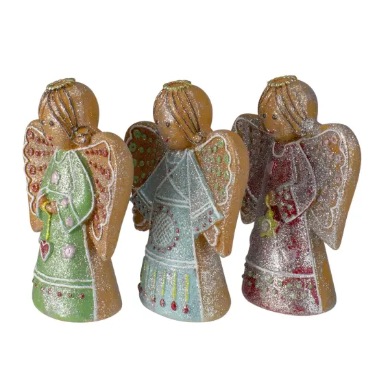 Northlight Glitter Dusted Gingerbread Christmas Angels - 6" - Set of 3 Brown {4}