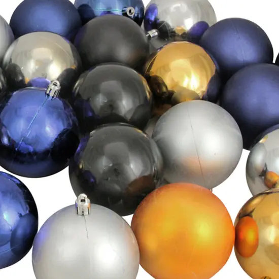 Northlight Shatterproof 2-Finish Christmas Ball Ornaments - 3.25" (80mm) - Black, Gold, Silver and Blue - 32ct {4}