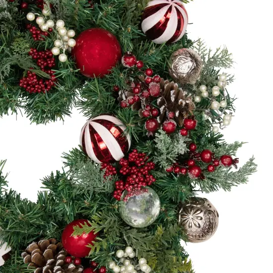 Northlight Ornaments and Pinecones Artificial Pine Christmas Wreath - Unlit - 28" Green {6}
