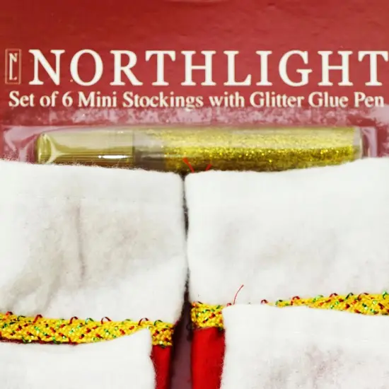 Northlight Pack of 6 Traditional Mini Christmas Stockings with Gold Glitter Pen Red {4}