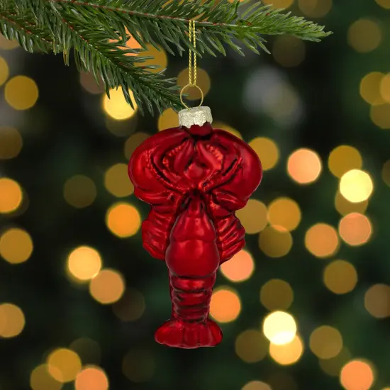 Northlight Shiny Lobster Glass Christmas Hanging Ornament - 3.5" - Dark Red {3}