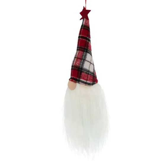 Northlight 9" LED Lighted Red Plaid Gnome Christmas Ornament {6}