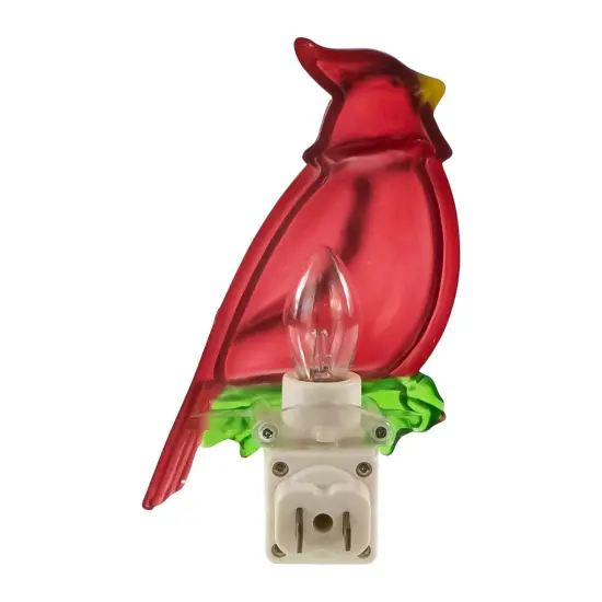 Northlight Red Cardinal Bird with Holly Berry Foliage Christmas Night Light - 5.5" {7}