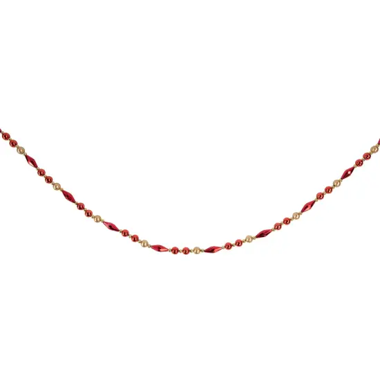 Northlight Shiny and Matte Beaded Christmas Garland - 9' x .5" - Red and Gold - Unlit {5}