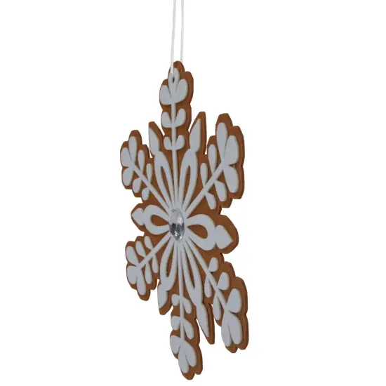 Northlight Gingerbread Snowflake Christmas Ornament with Gem - 10" - Brown and White {6}