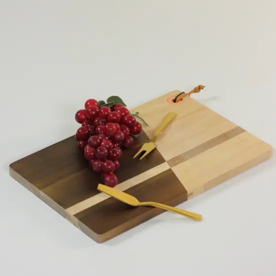 Wild Eye 12" Brown and Rose Gold Solid Inlay Acacia Wood with Grommet Cutting Board {4}