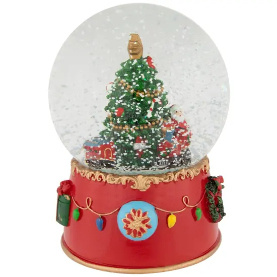 Northlight Train and Christmas Tree Village Musical Snow Globe - 8" Red {6}