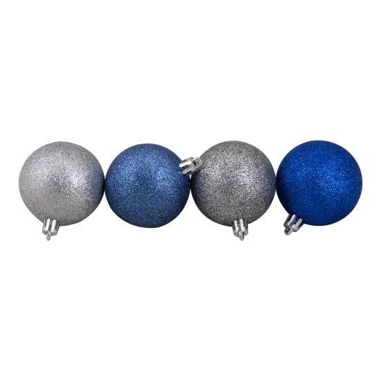 Northlight Shatterproof 3-Finish Christmas Ball Ornaments - 2.5" (60mm) - Silver and Blue - 60ct {5}