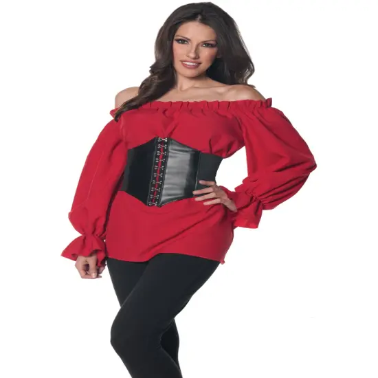 Women's Red Renaissance Long Sleeve Costume Shirt {1}