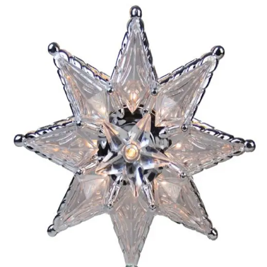 Northlight 8" Lighted Silver and Clear Mosaic Star Christmas Tree Topper - Clear Lights {4}