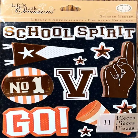 K & Company Life's Little Occasions Orange School Spirit Dimensional Stickers {1}