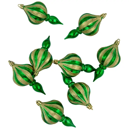 Northlight 8ct Green Shatterproof Finial Christmas Ornaments, 4.75" {6}