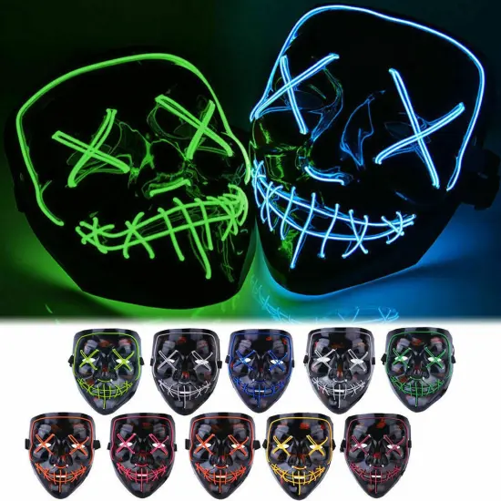 Kitcheniva Halloween Face Mask LED Light Up Party Purge Green {2}