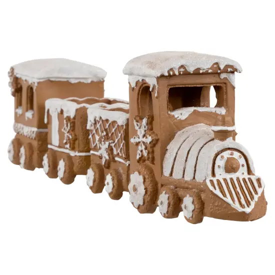 Northlight Frosted Snowflake Gingerbread Train Christmas Decoration - 5.5" - 4-Piece Brown {6}