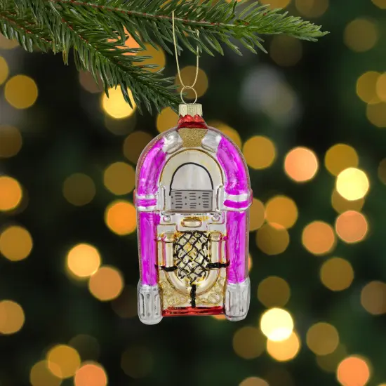 Northlight 5" Pink Retro Juke Box Glass Christmas Ornament {3}