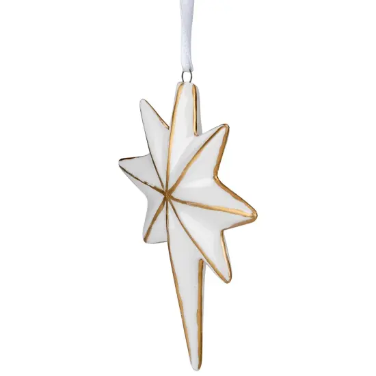 Northlight Star Hanging Christmas Ornament - 4" - White and Gold {5}