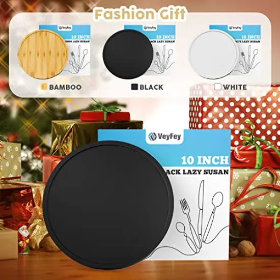 Turntable Vanity Tray 10 Inch for Perfume Candle, Bamboo Kitchen Sink Countertop Organizer for Keep Glass, Sponge and Soap Bathroom Organizer Coffee Table Decorative Tray Black {4}