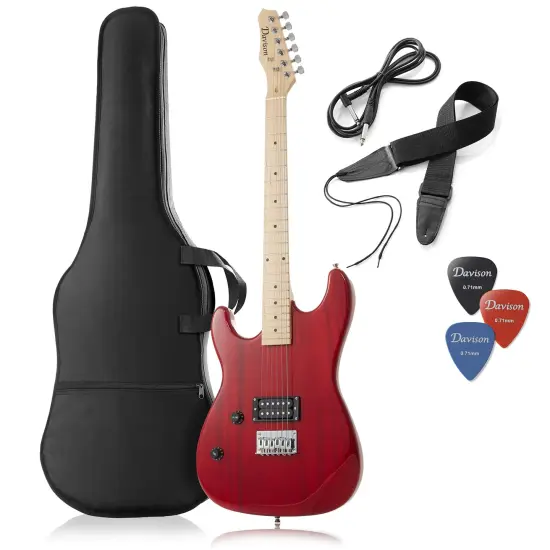 Davison Guitars 39" Full Size Left Handed Electric Guitar - Beginner Kit with Gig Bag and Accessories Black {6}