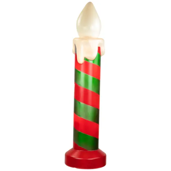 Northlight Lighted Striped Candle Blow Mold Outdoor Christmas Decoration - 40" Green {5}