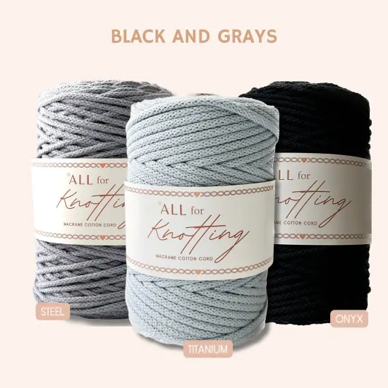 3.5mm Macrame Braided Cord, approx 490ft/163yds ALL FOR KNOTTING Steel {1}