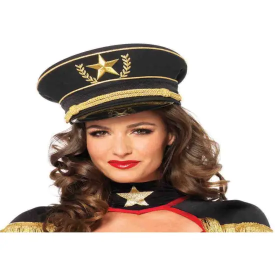 Adults Black Uniformed Military Officer Hat Costume Accessory {1}