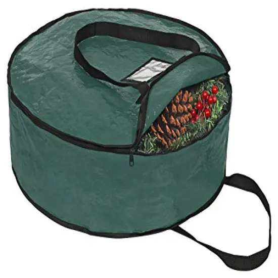 Christmas Wreath Storage Bag 36" - Garland Holiday Container with Tear Resistant Material - Featuring Heavy Duty Handles and Transparent Card Slot - 36&rdquo; X 8&rdquo; (Green) {2}
