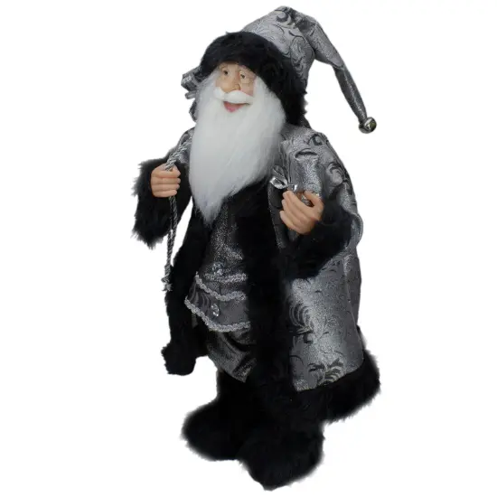 Northlight 24" Santa Claus with Gifts Christmas Figure - Silver and Black {4}