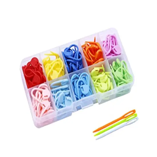 Stitch Markers 10 Colors Knitting Crochet Locking 160Pcs Stitch Needle Clip Counter with 3 Plastic Needle Randomly (Multicolor-160 pcs) {1}