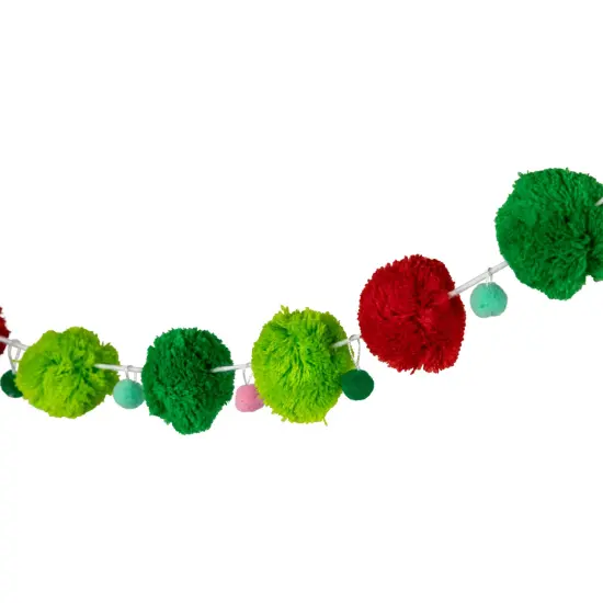 Northlight Pom Pom Christmas Garland - 4' x 2" - Green and Red - Unlit {6}