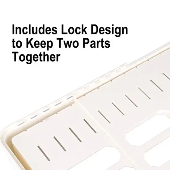 SWOMMOLY Expandable Food Storage Container Lid Organizer, Includes 6 Adjustable Dividers, 30 Preprinted and Blank Writable Labels, White {5}