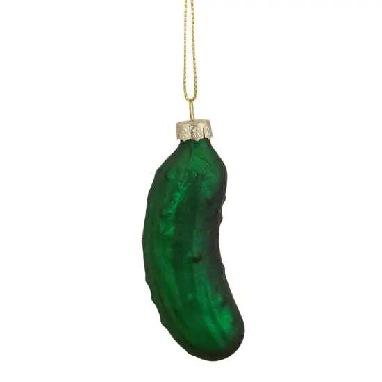 Northlight 3.75" Green Christmas Pickle Glass Holiday Ornament {5}