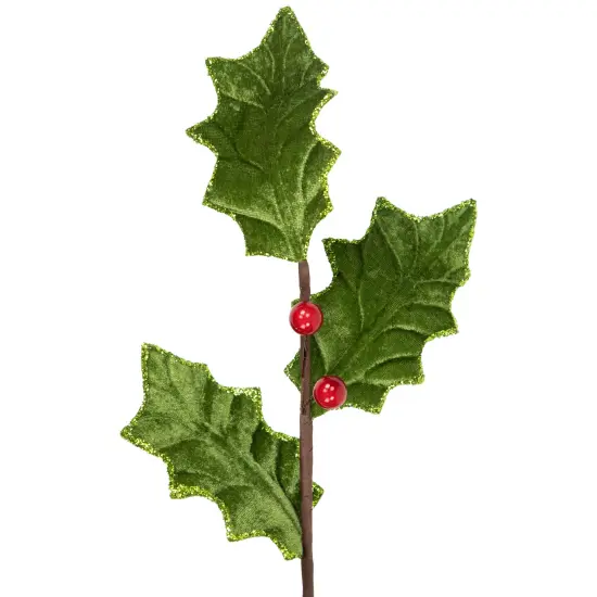 Northlight 31" Glittered Holly with Berry Christmas Spray Green {5}