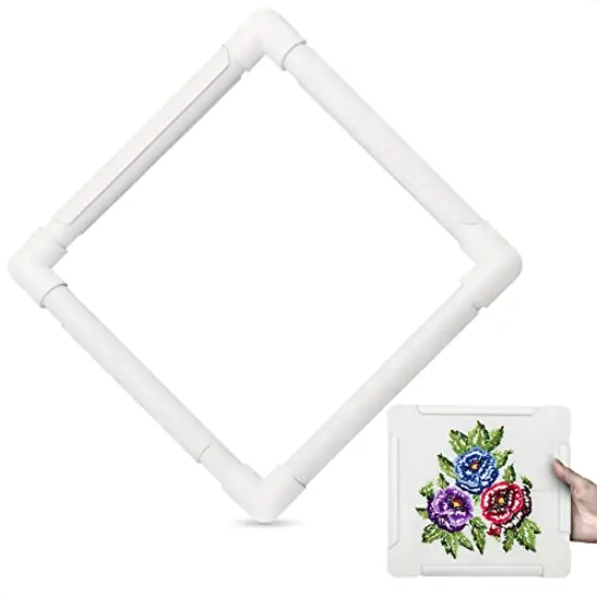 11 Inch Plastic Embroidery Hoop - White Plastic Sewing Hoops Hand Embroidery Hoops Embroidery Snap Frame - Snap Needlework Frame Cross Stitch Frame Square Embroidery Hoop for Cross Stitching, Quilting {1}