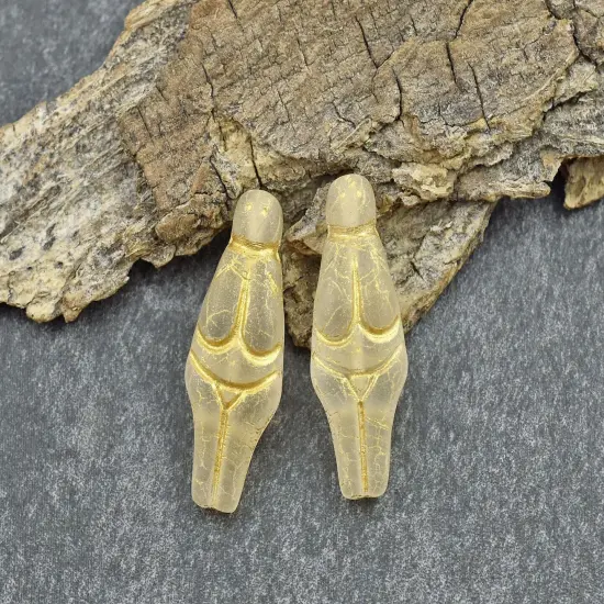 *6* 21x10mm Gold Washed Matte Crystal Goddess Beads {2}