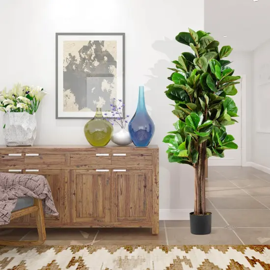 5 Feet Artificial Fiddle Leaf Fig Tree Decorative Planter {5}