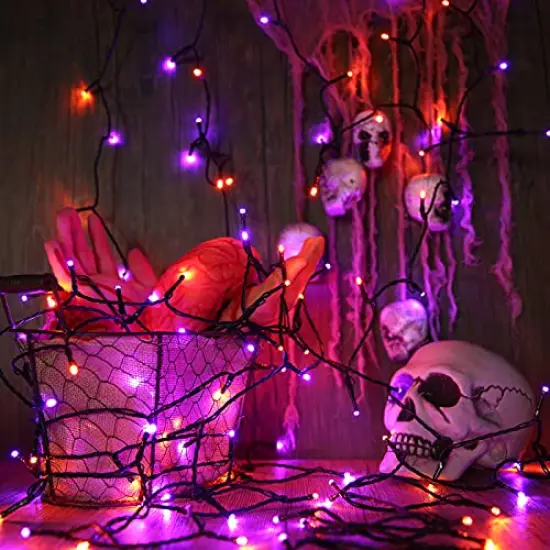 Joomer Orange Purple Halloween Lights 100FT 300 LED Connectable Halloween String Lights with 8 Modes Timer Waterproof Plug-in Orange Purple String Lights for Indoor Outdoor Halloween Decorations {2}