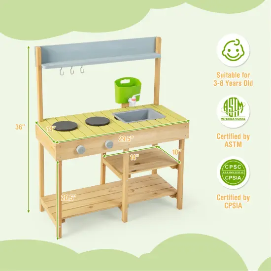 Backyard Pretend Play Toy Kitchen with Stove Top {5}