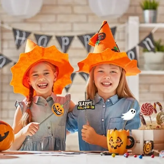 25 Pcs Halloween Party Striped Disposable Paper Decorative Straws | Halloween Party Supplies {5}