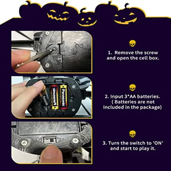 Screaming Animated Halloween Decorations, Halloween Decor Prop with Motion Sensor, Scary Skull Cage Prisoner Haunted House Decor, Spooky Hanging Ghost Light Up Eyes Decorations {3}