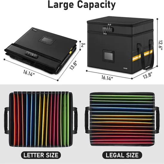 Fireproof Document File Box with Lock | Water resistant Organizer | Portable Collapsible Storage Cabinet {6}