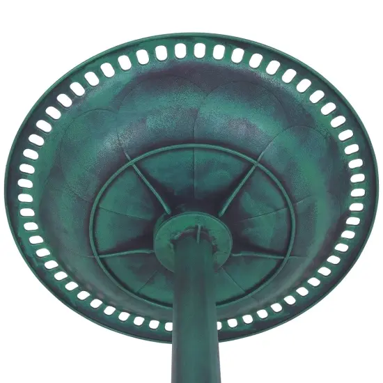 20"x28" Decorative Green Pedestal Bird Bath with Scroll Design Resin Outdoor Water Bowl {6}