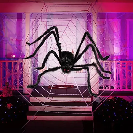 JOYIN 5 Ft. Halloween Outdoor Decorations Hairy Spider,Scary Giant Spider Fake Large Spider Hairy Spider Props for Halloween Yard Decorations Party Decor, Black {3}