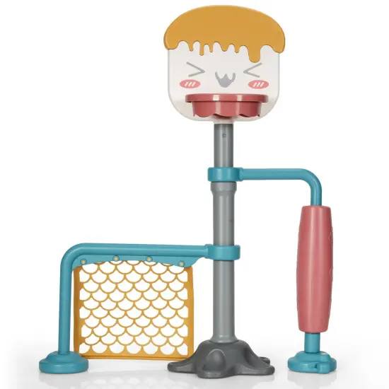 3-in-1 Height Adjustable Basketball Stand Set with Soccer and Roller {1}