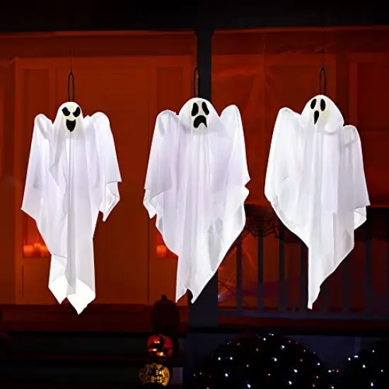 JOYIN 3 Pack Halloween Party Decoration 25.5" Hanging Ghosts, Cute Flying Ghost for Front Yard Patio Lawn Garden Party D&eacute;cor and Holiday Decorations {4}